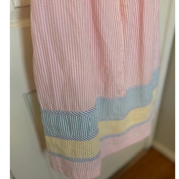 Saybury Vintage 80's Gingham Seersucker Zip Up Patchwork Tiered House Dress XS - Picture 9 of 10